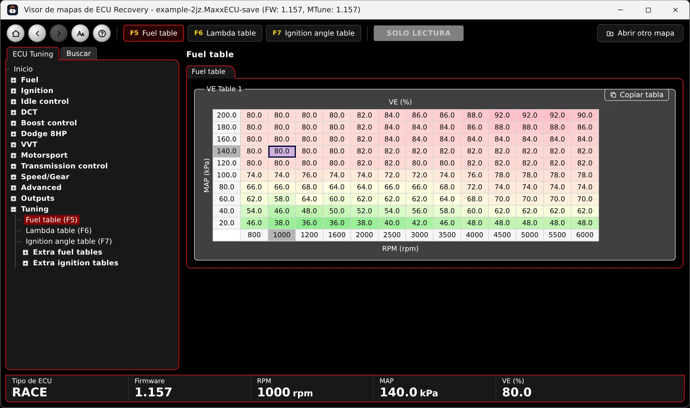 Visor de mapas MaxxECU