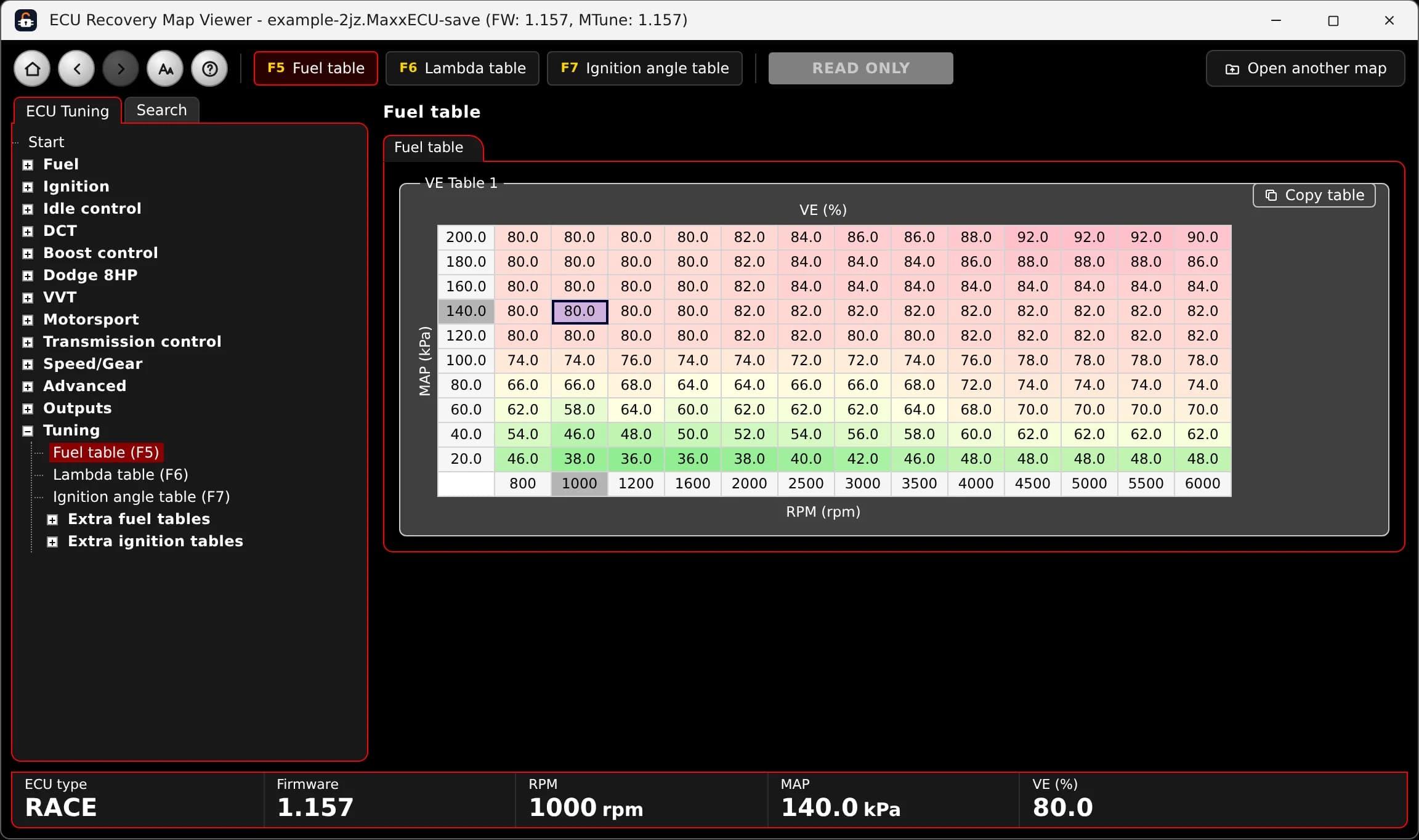 MaxxECU map viewer
