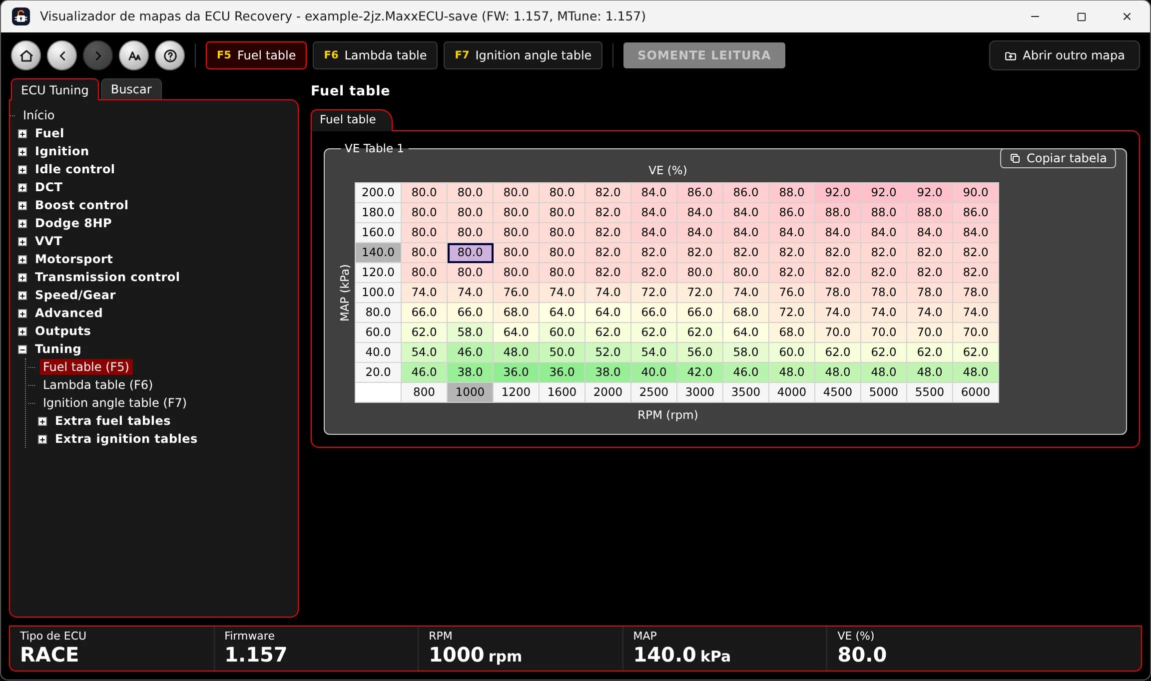 Visualizador de mapas MaxxECU